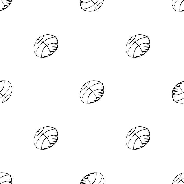 Vector seamless pattern handdrawn ball doodle icon. hand drawn black sketch. sign symbol. decoration element. white background. isolated. flat design. vector illustration.