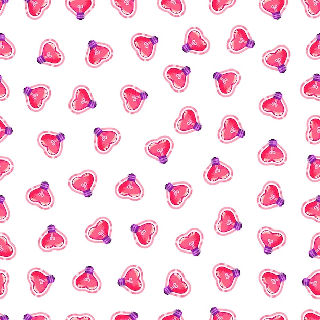 Seamless pattern of heart light bulb. Valentine's day