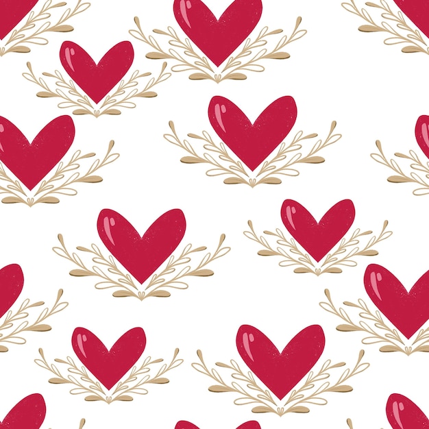 Seamless pattern Heart with flowers for valentine is day