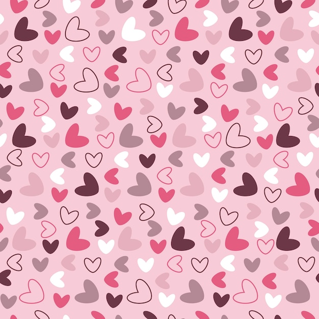 Бесшовный узор из сердец на розовом фоне можно использовать сердца черного красного белого цвета