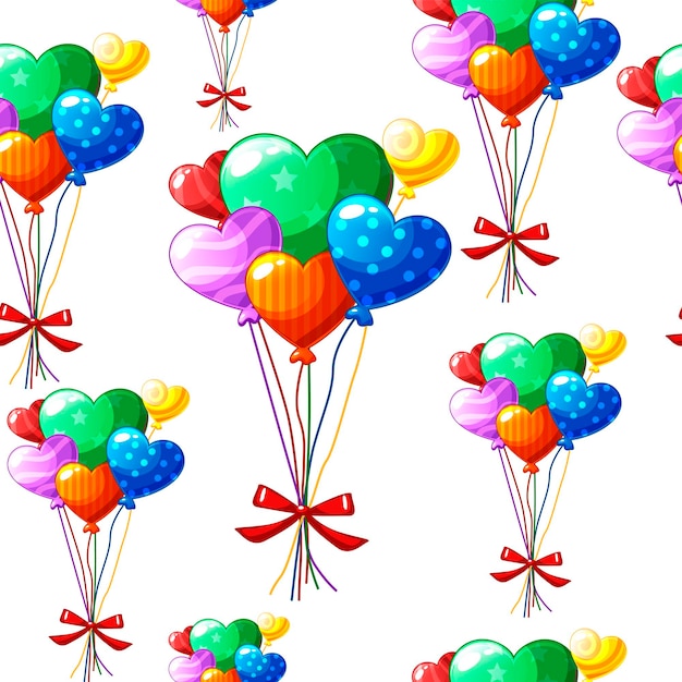 Seamless pattern heartshaped colored balloons for Valentines Day