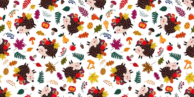 Seamless pattern of hedgehogs