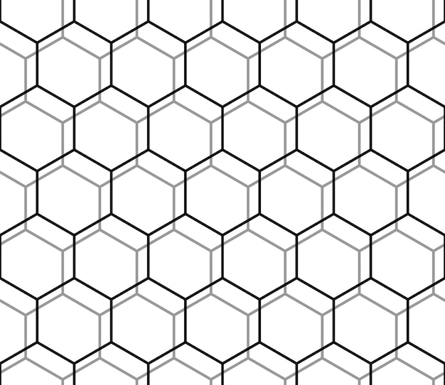 A seamless pattern of hexagons with lines drawn in black