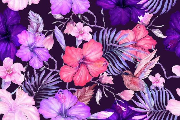 purple hawaiian flowers background