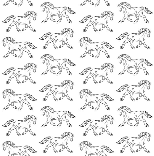 Seamless pattern of horses