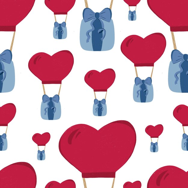 Seamless pattern Hot air balloon for valentine is day