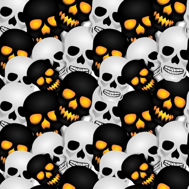 Seamless pattern human skull vector design design to commemorate Halloween Day and Day of the Dead designs for printing on cloth paper and graphic designs modern templates