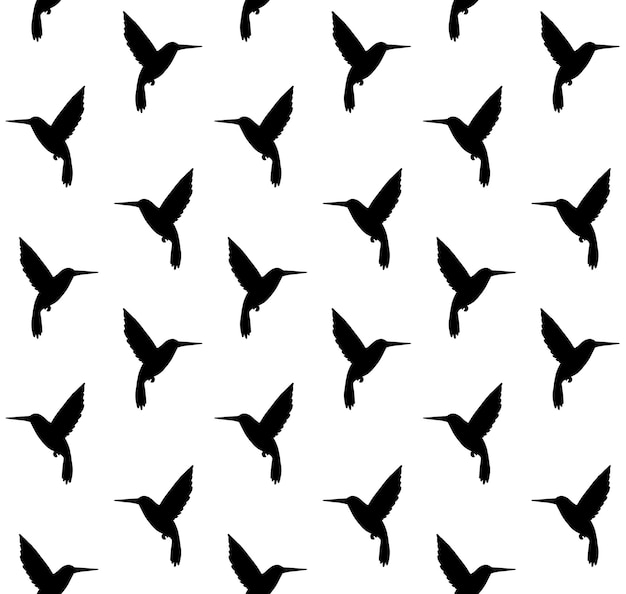 Seamless pattern of hummingbird silhouettes