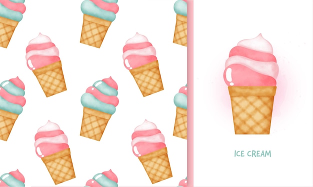 Vector seamless pattern ice cream