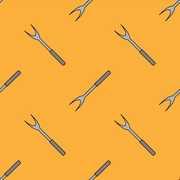 Vector seamless pattern illustration design fork is unique and simple orange background for kitchen appliance icons food wallpapers and can be printed on fabric modern flat design vector