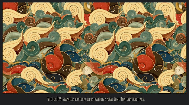 Vector seamless pattern illustration spiral line thai abstract art.