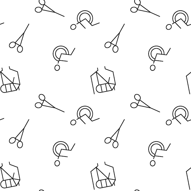 Seamless pattern of injury wheelchair surgery scissors Suitable for shops web sites and appS