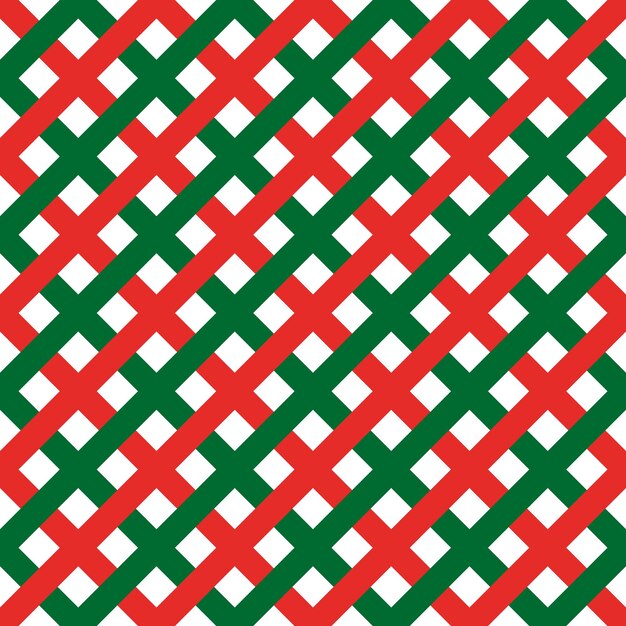 Seamless pattern of interwoven lines of green and red Christmas colors striped geometric pattern