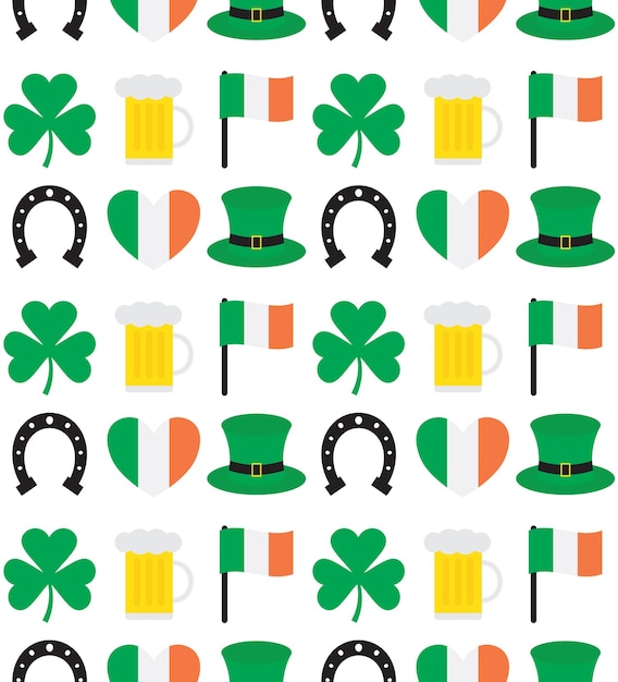 Seamless pattern of ireland st patric day elements