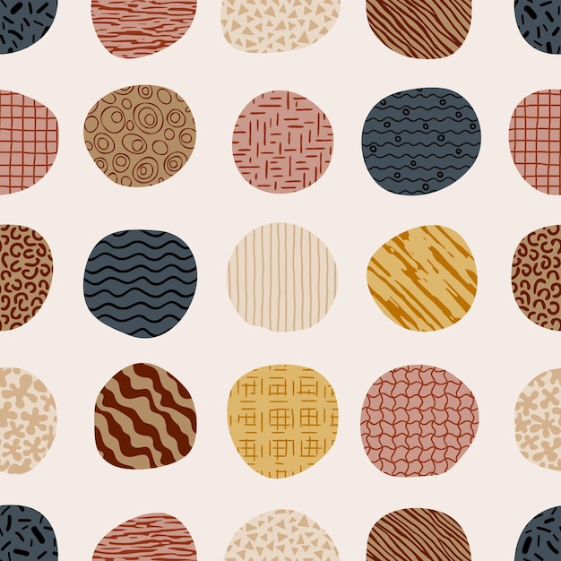 Seamless pattern irregular circles different textures