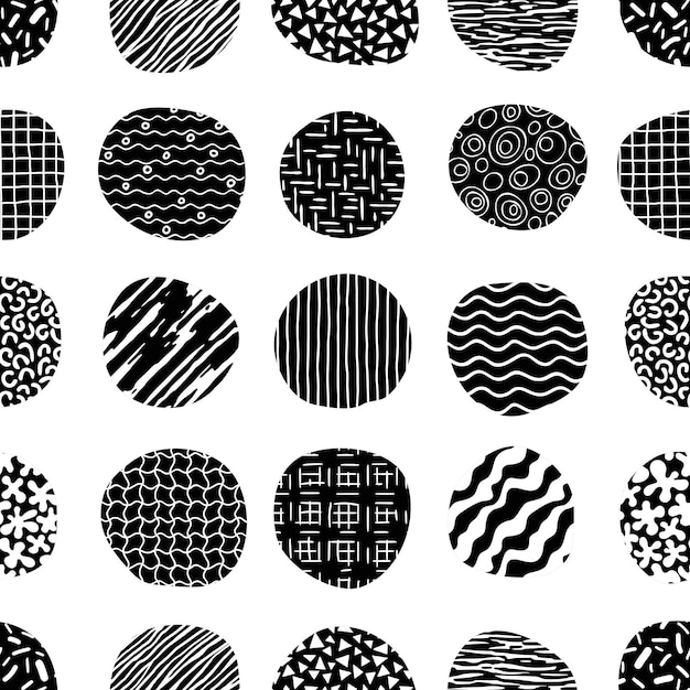 Vector seamless pattern irregular circles different textures