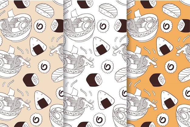 Vector seamless pattern of japanese food for print