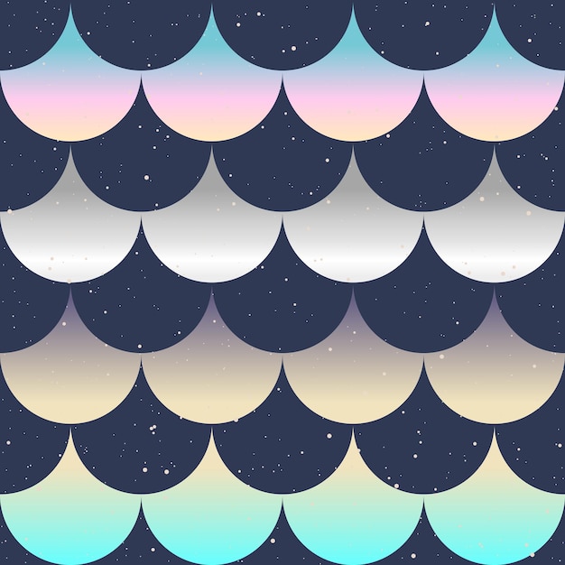 Seamless pattern Japanese style Gradient fish scale Blue pink gold silver colors