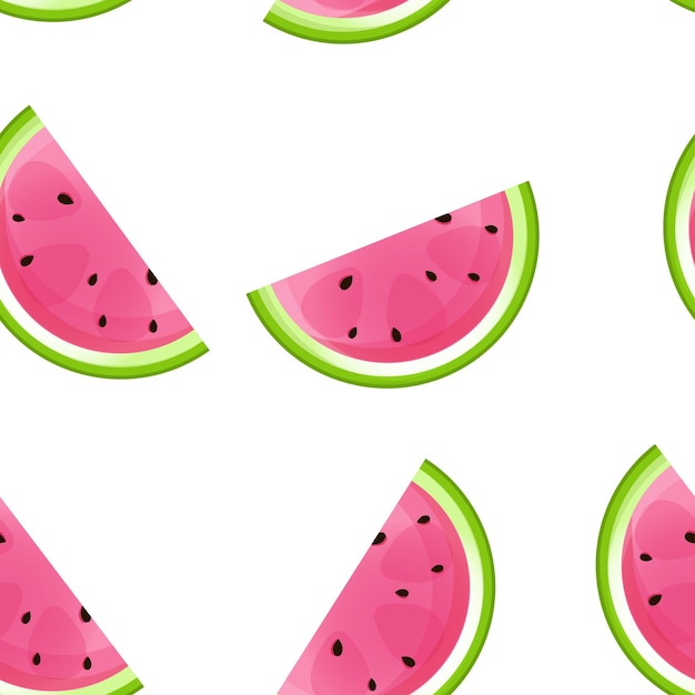 Seamless pattern of juicy watermelon slices on a white background