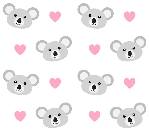 Seamless pattern of koala faces