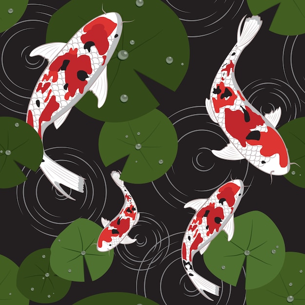 Vector seamless pattern koi carps