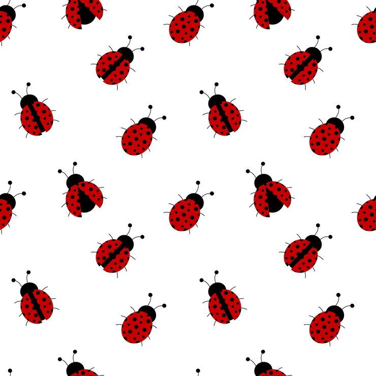 Vector seamless pattern of ladybugs on a white background vector illustration