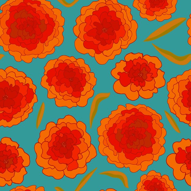 Seamless pattern large buds of roses