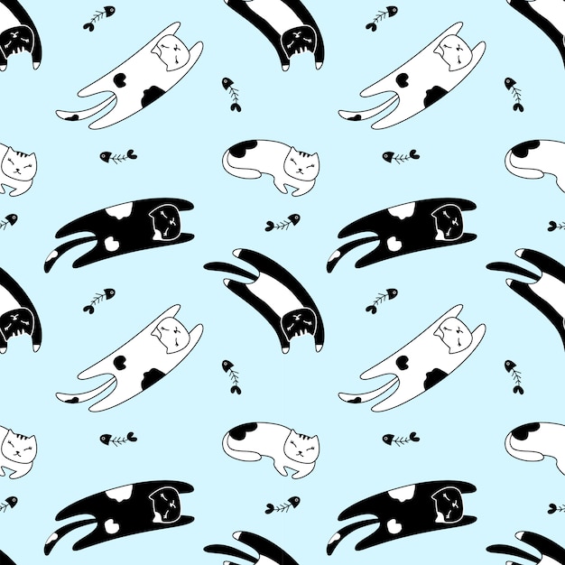 Vector seamless pattern lazy cat l