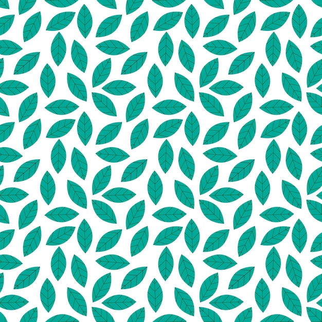Seamless pattern of leafs green on white background