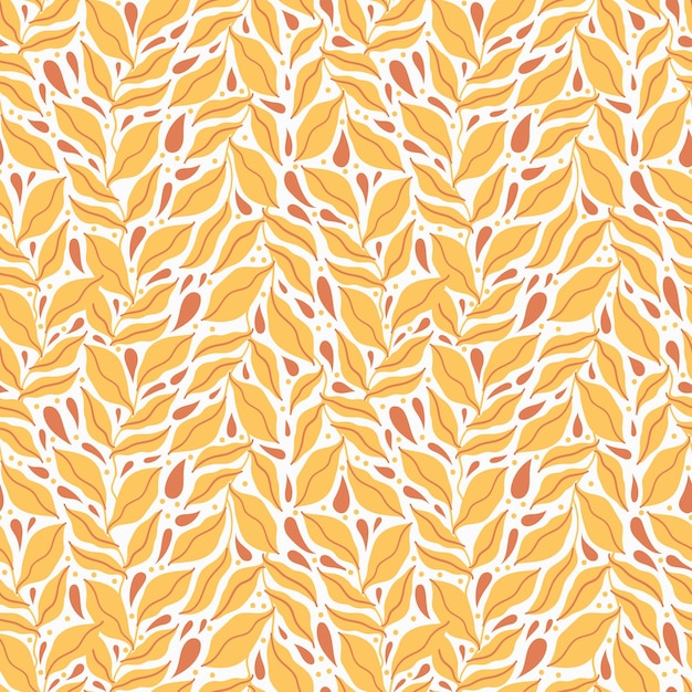 Seamless pattern leaves hand drawn.