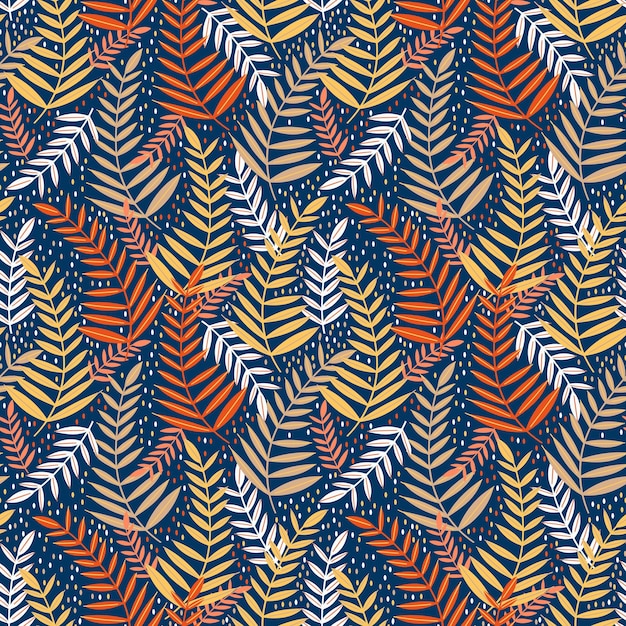 Vector seamless pattern leaves hand drawn.