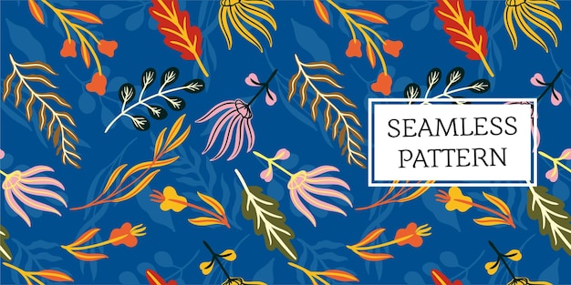 Vector seamless pattern leaves vintage trendy style