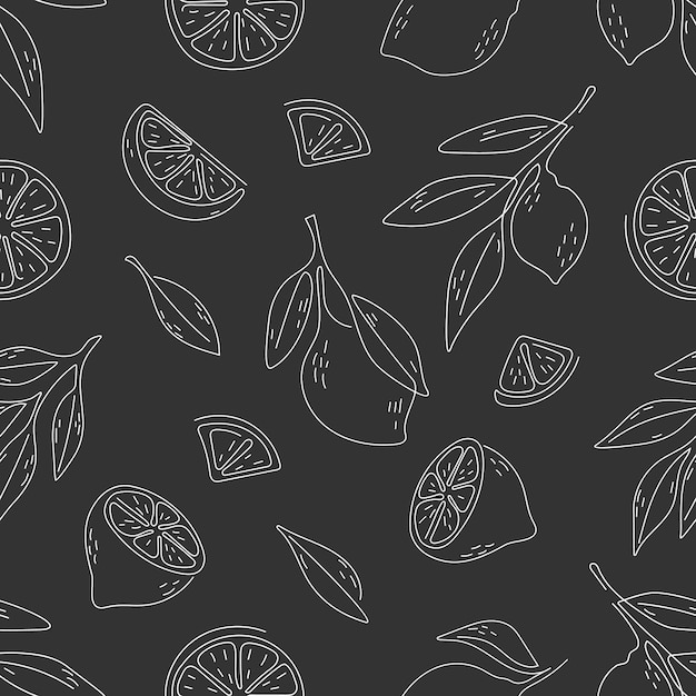 Seamless pattern of lemon with hand draw style