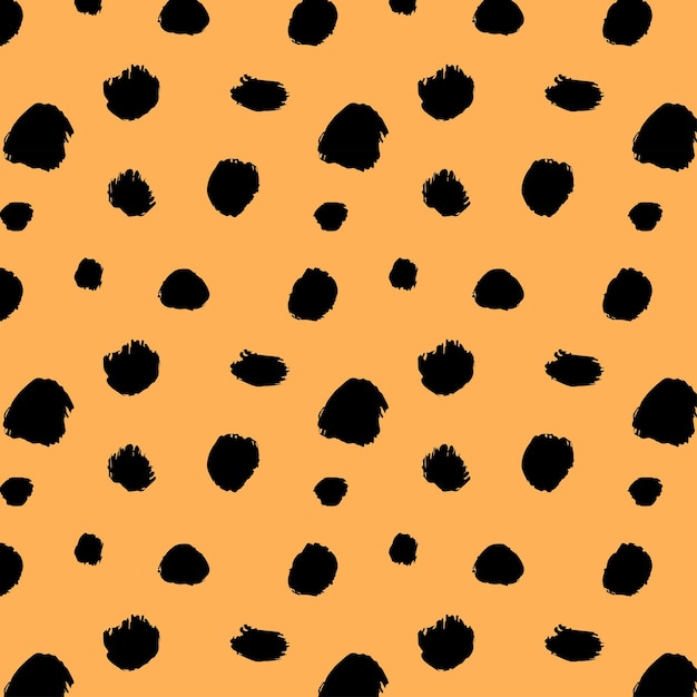 Вектор Бесшовная леопардовая шерсть или кожа. векторные каракули в мультяшном стиле. точки грубые. простой.