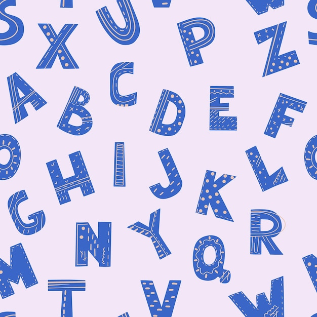 A seamless pattern of letters of the alphabet