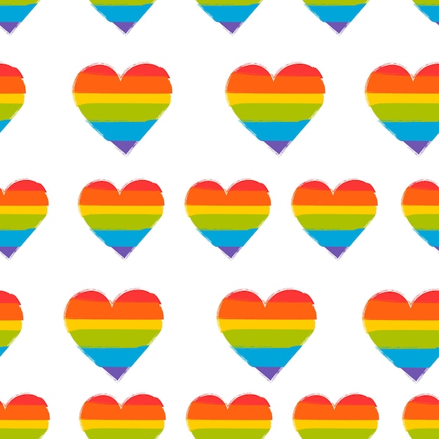 Seamless pattern LGBT hearts Rainbow heart Pride Month Symbol lgbt culture