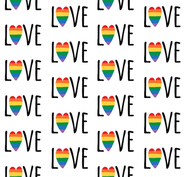 Seamless pattern of lgbt rainbow love text