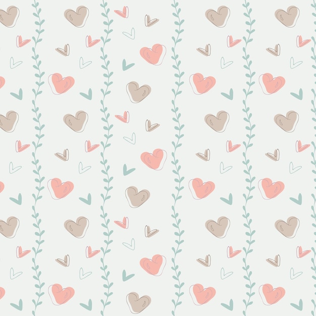 Seamless pattern in light colored hearts