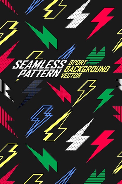 Seamless pattern lightning for extreme jersey team, racing, cycling, leggings, football, gaming.