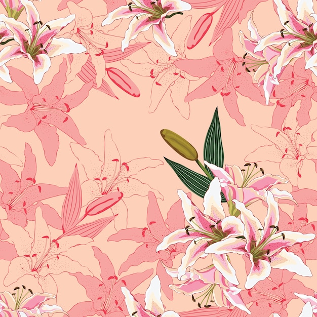 Seamless pattern Lilly flowers