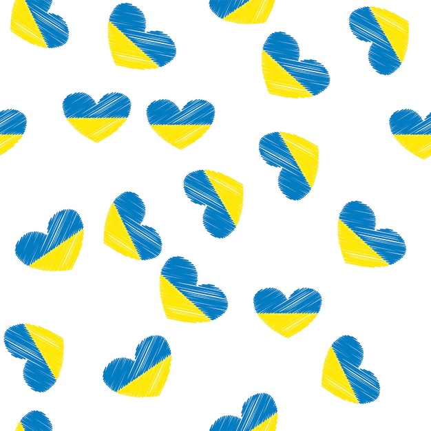 Seamless Pattern Line Ukraine Flag Thin Outline National Background