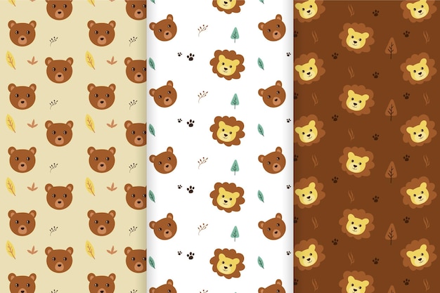 seamless pattern lion and bear pattern