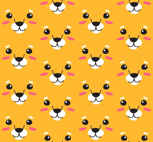 Seamless pattern of lion face