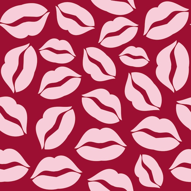 Seamless Pattern of Lipstick Kisses