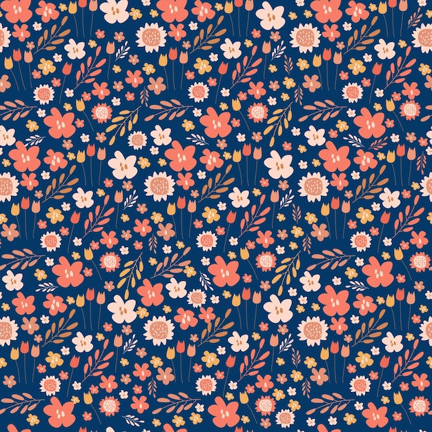 Seamless pattern of little flowers Vector illustration