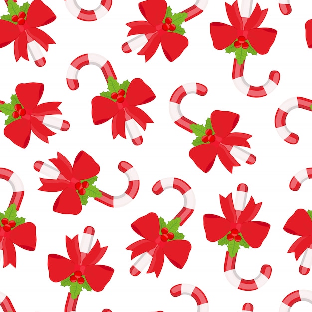 Seamless pattern of lollipop, Christmas sugar cane