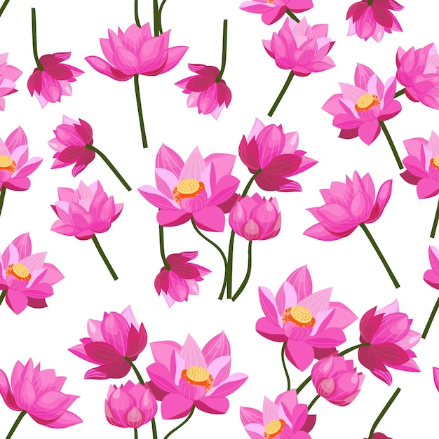 A seamless pattern of lotus flower vector illustration