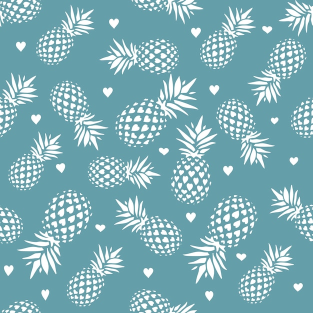 Modello senza cuciture love pineapple fruit design per tessuto da imballaggio di abbigliamento per carta da parati di sfondo