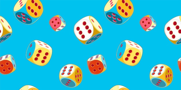 Vector seamless pattern of lucky dice with six, pop art style