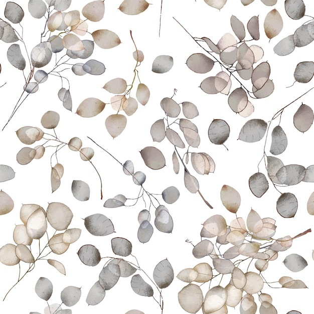 Seamless pattern of Lunaria rediviva branches